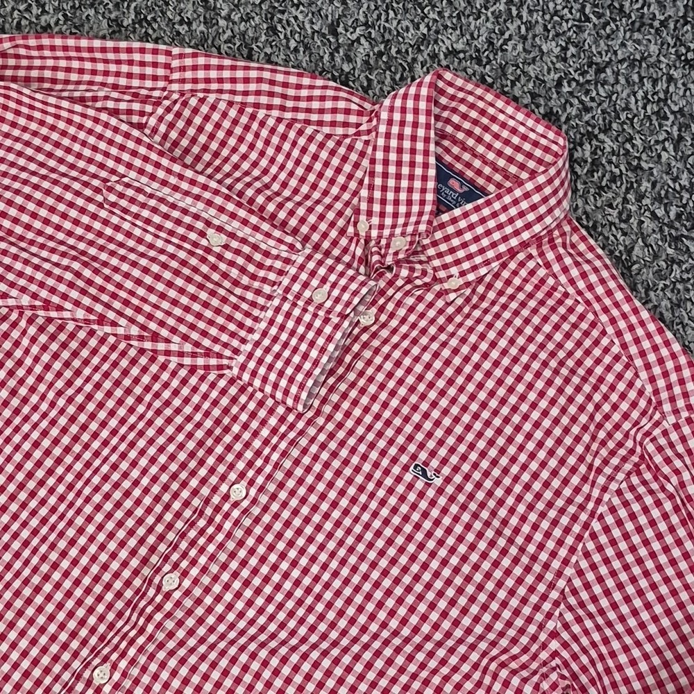 Vineyard Vines Long Sleeve Whale Shirt Large Red Gingham Check - Picture 1 of 7